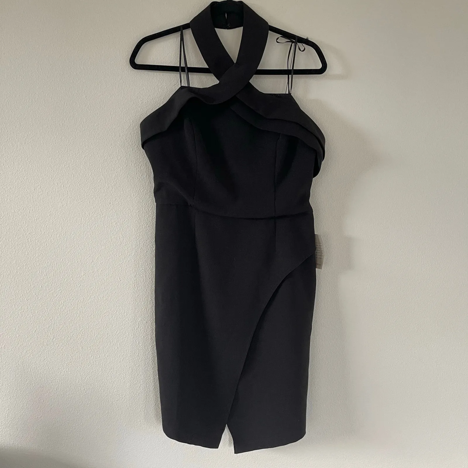 NWT Adelyn Rae Black Halter Asymmetrical Sheath Dress (L) Nordstrom - Image 2