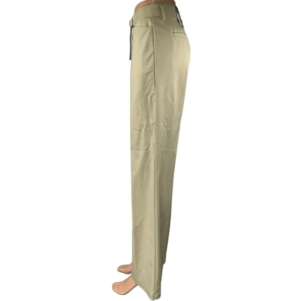 NEW Lee Flex Motion Beige Mid Rise Straight Wide Leg Trousers Dress Pants Size 6 - Image 2
