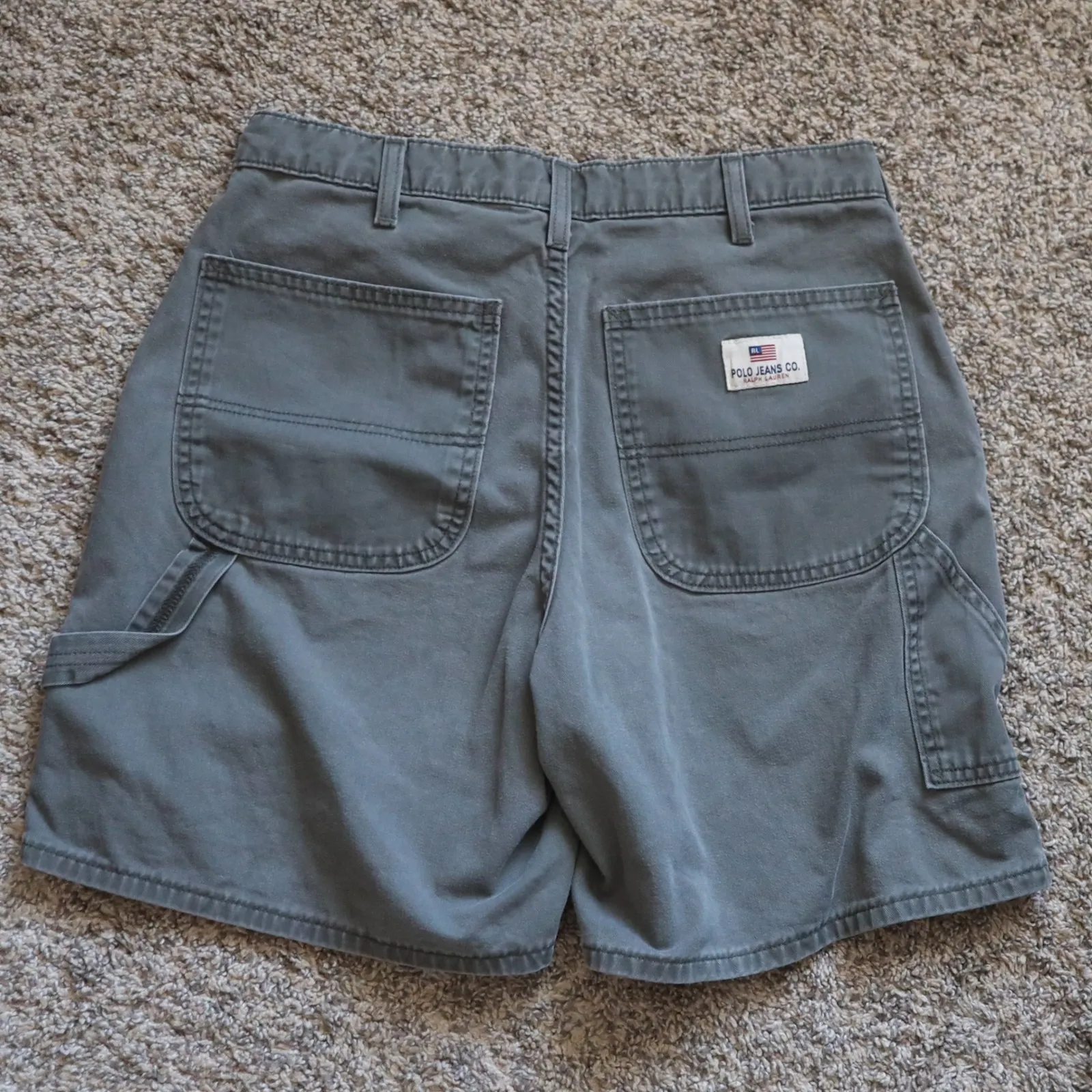 Vintage Ralph Lauren Polo Jeans Co Carpenter Shorts Women's 10 Utility USA‎ Y2K Gray - Image 4