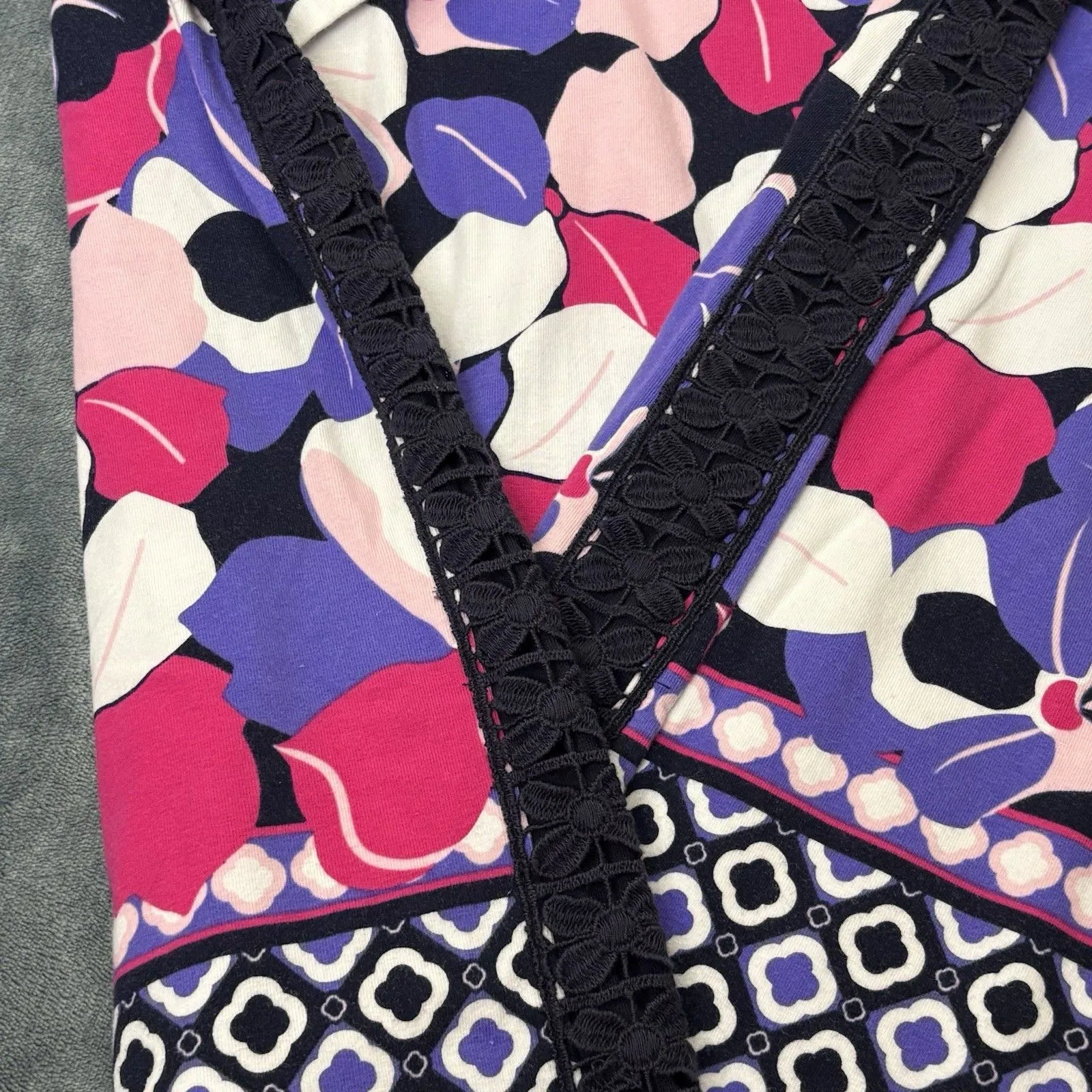 Crown & Ivy Navy/Pink Floral Stretch Knit Side Lace Back Zip Dress $99 XL - Image 6