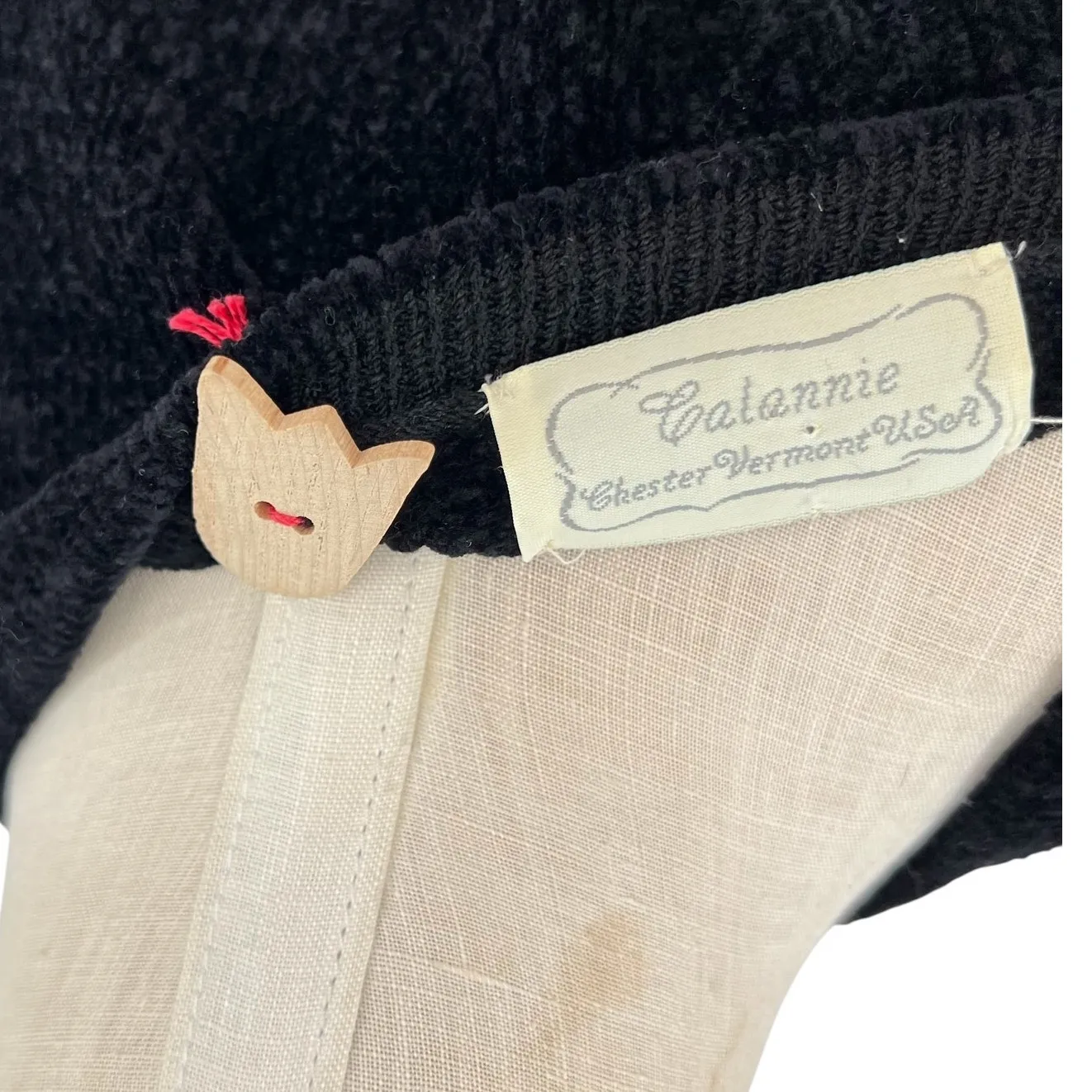 Calannie Chester Vermont Vintage Cardigan Sweater Tulip Floral Print Black Large - Image 11