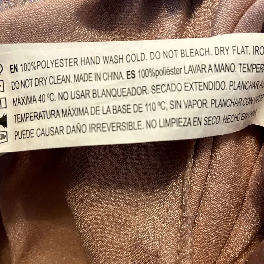 Forever 21 Boxer Shorts Satin Lace Up Elastic Waistband Metallic Pink Small - Image 3