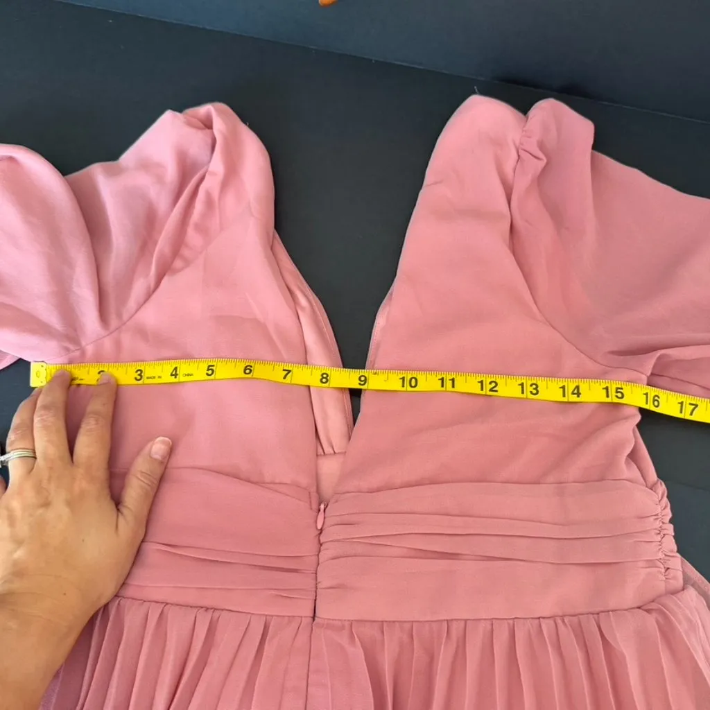 Lulus Graceful Finesse Dusty Rose Pleated Long Sleeve Maxi Dress Size L - Image 13