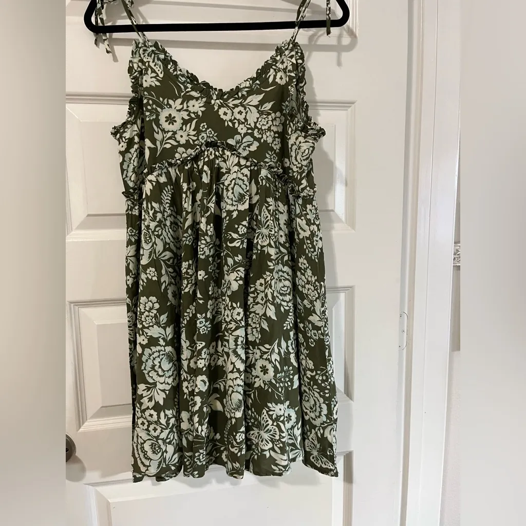 Patrons of Peace Olive and Cream Floral Dress Sz S - Image 2