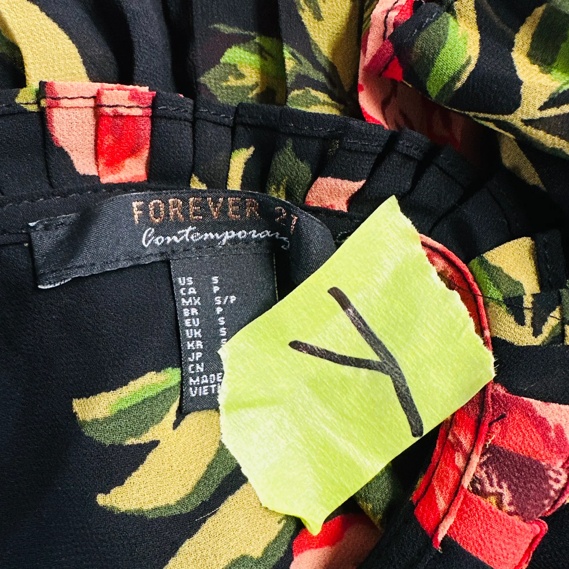 Black Floral Print Ruffle Blouse Size S - Image 6