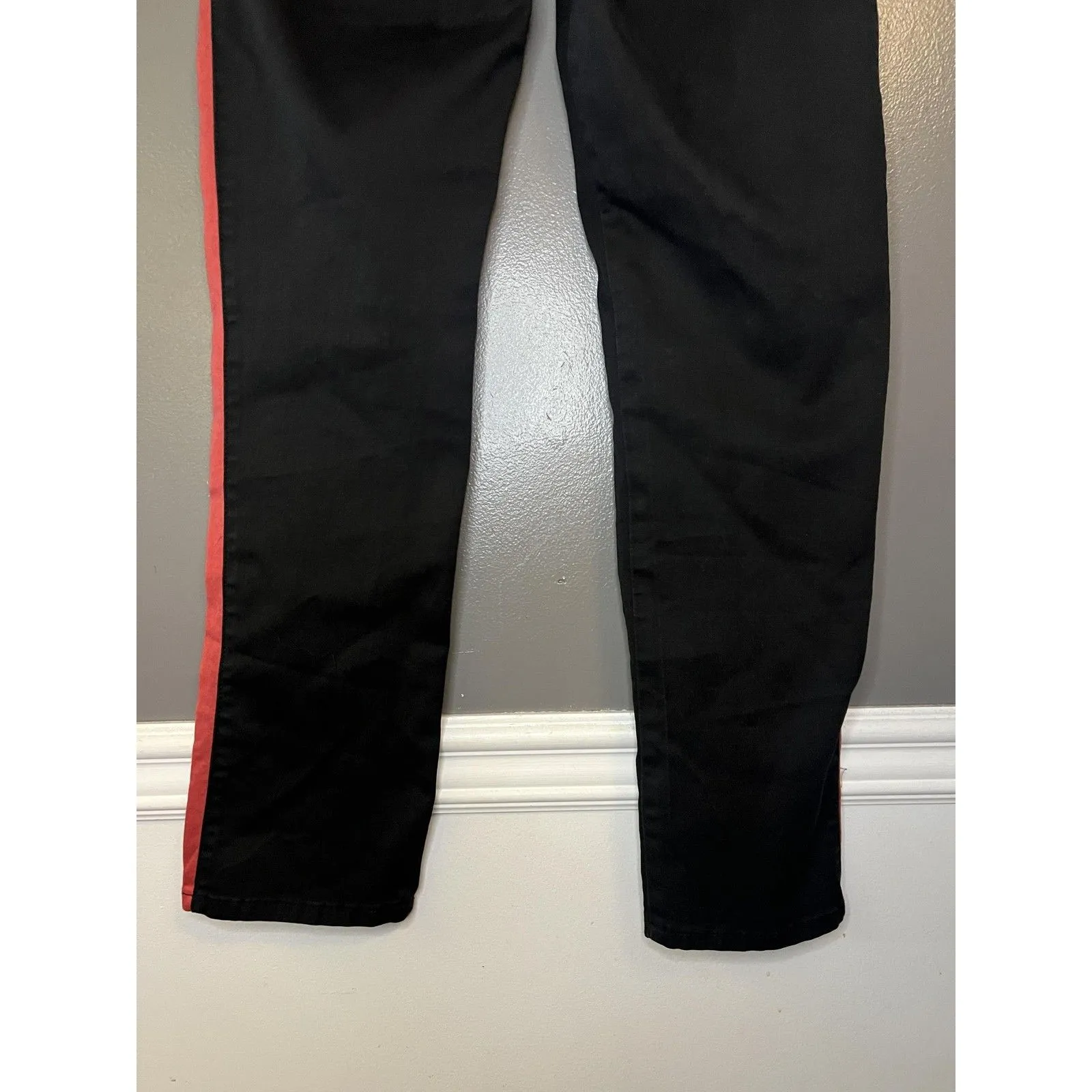 Puzzle Jeans Womens 13 Black Red Racing Stripe Stretch Skinny Jeans 5 - Image 6