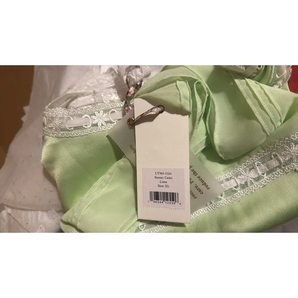 LoveShackFancy Sunny Lace Trimmed Pintucked Camisole light green - Image 8