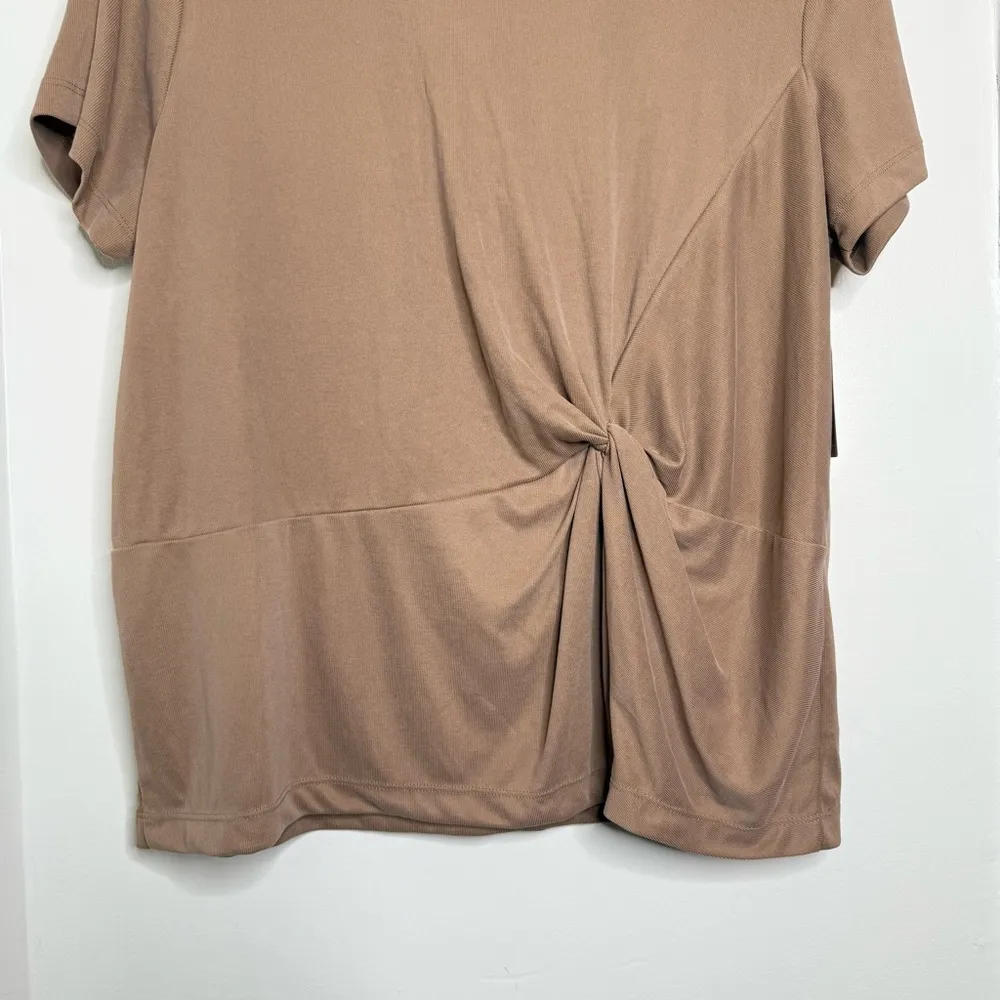 Modal Blend Sandwash Twist Tee Shirt Top Women’s Size XL 16/18 Neutral Classic Brown - Image 2