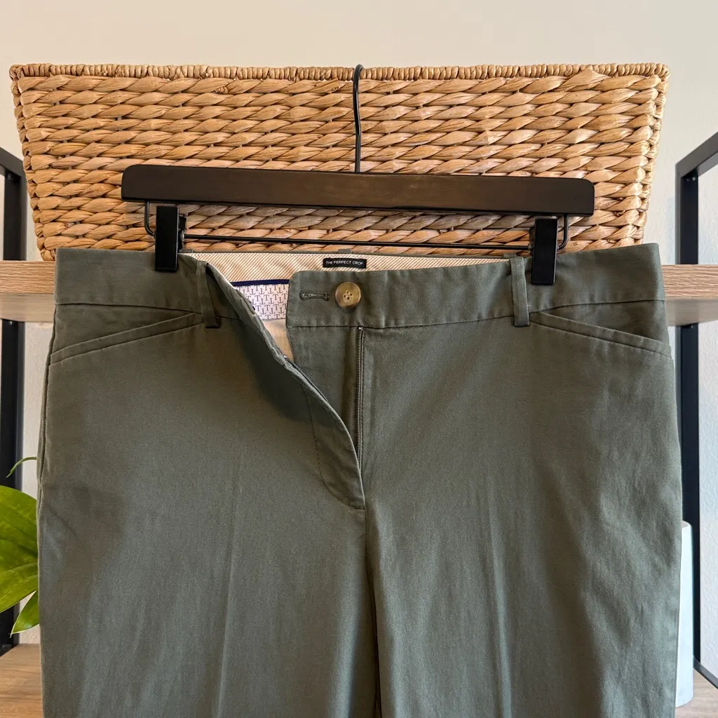 Talbots The Perfect Crop Green Woven Twill Chino Casual Dress Pant Trouser, 10 - Image 5