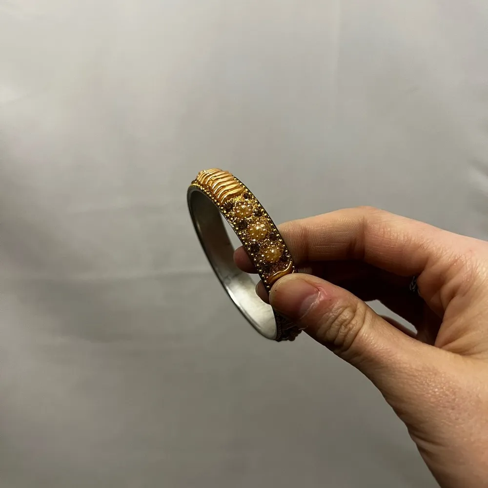 Gold and Brown Textured Bangle Bracelet - Image 5