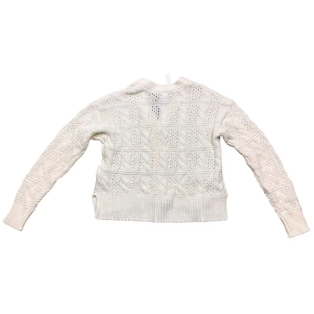 NWT Madewell Women's Ivory Open Cable-Stitch Cardigan Sweater XXS Relaxed Casual - Image 8