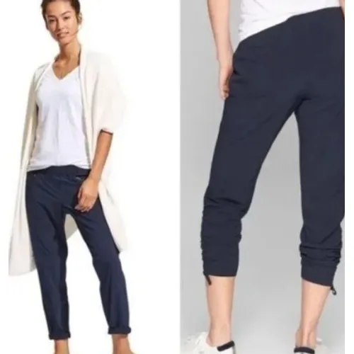 Athleta Navy Blue Aspire Ankle Pant Size 4 Joggers Track Pants Zip Pockets - Image 2