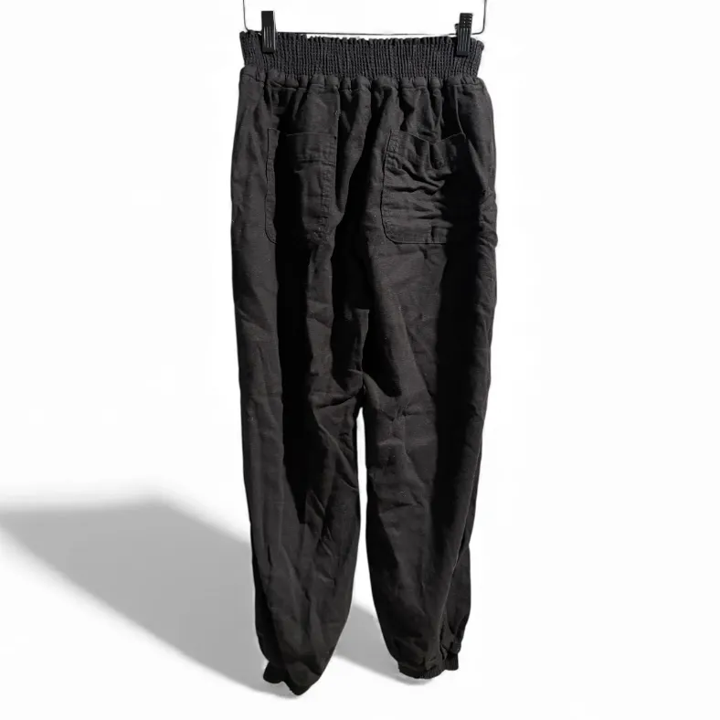 Love Tree  Black Linen Joggers- Size Large - Image 2
