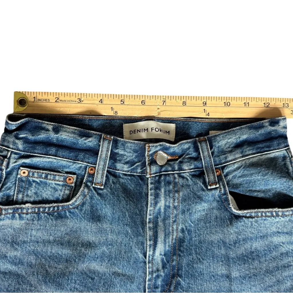 Denim Forum Aritzia Farrah Jeans Blue 25 High Rise Wide Leg 100% Cotton 90s - Image 11