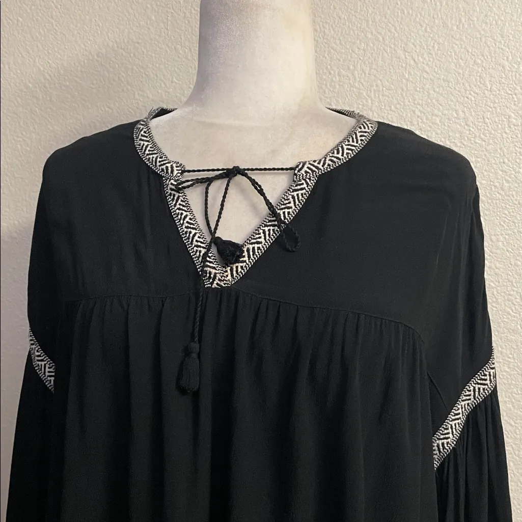 Madewell Black Embroidered Blousan Top, Black Peasant Blouse S - Image 5