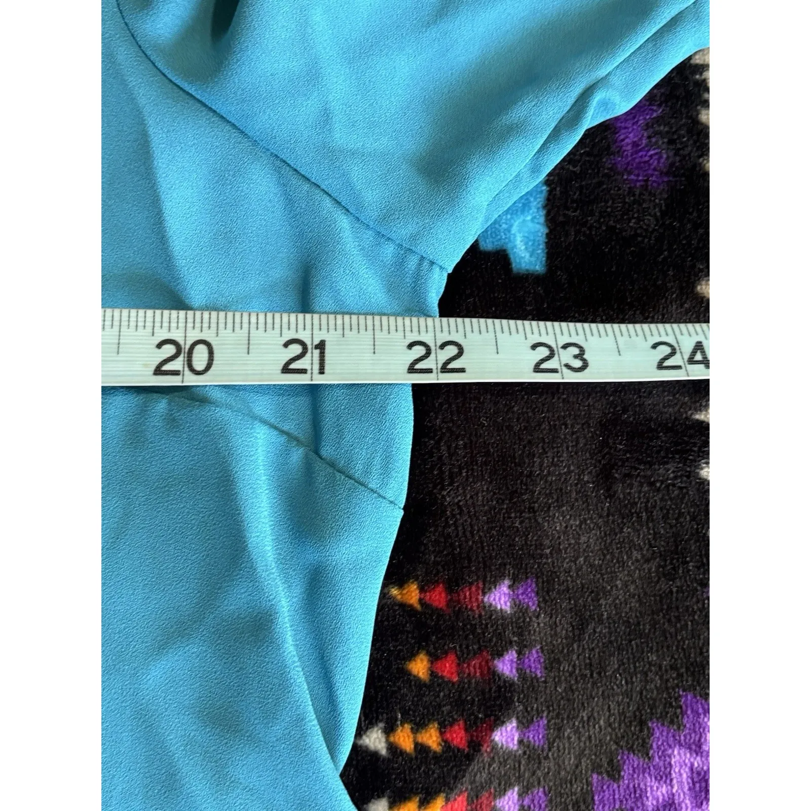 Laura Scott Turquoise Chiffon Pleated Long Sleeve Button Up Blouse Size Large - Image 7