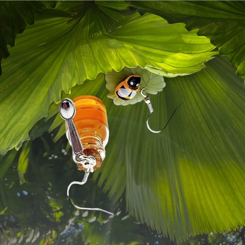 Bee & Honey‎ Jar beautiful Dangle Earrings faux fashion jewelry Gold - Image 5