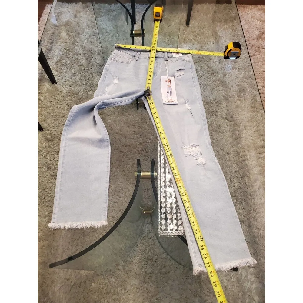 Celebrity Pink Women Blue Denim High Rise Cotton Slim Straight Jeans Size 7/28 - Image 11