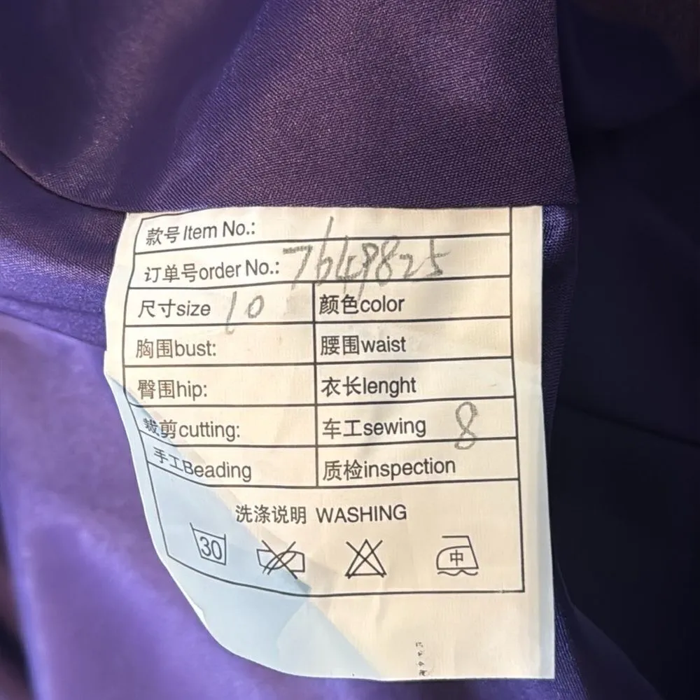 Women’s Purple Flutter Sleeve Full Length Bridesmaid Dress Corset Back Size 10 - Image 12