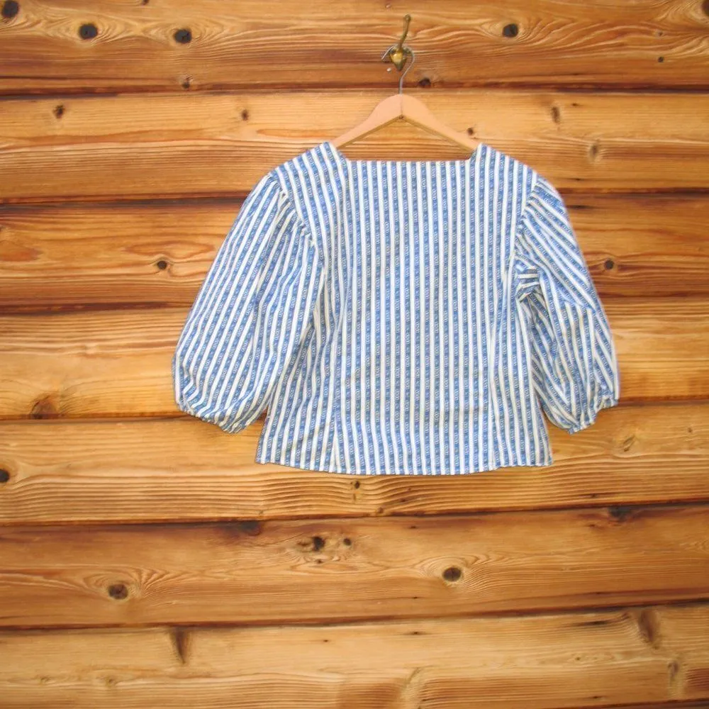 Tory Burch Gemini Link Print Puff Sleeve Top - Image 8