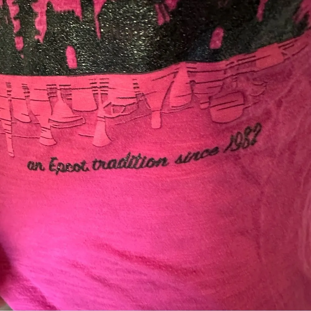 Disney Epcot Food And Wine Fest Shirt Women's XL Pink Short Sleeve V Neck - Image 7