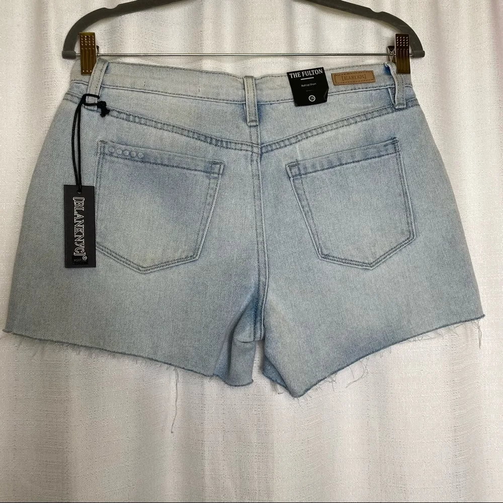 Blank NYC Raw Hem The Fulton Denim Roll Up Shorts in Blue Steel size 28 🆕 - Image 13