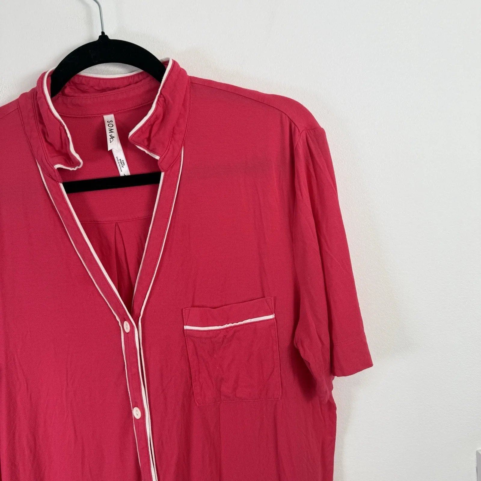 Soma Cool Nights Pink Nightgown Sleep Shirt Lounge Casual Travel Womens Large - Image 2