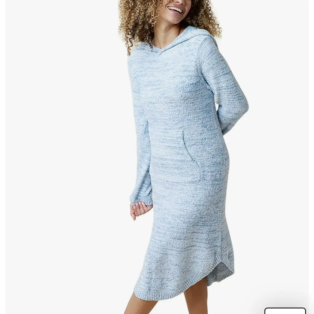 Softies Hooded Lounge Dress S/M Blue Long Sleeve Cozy Sleep Shirt Size undefined - Image 2