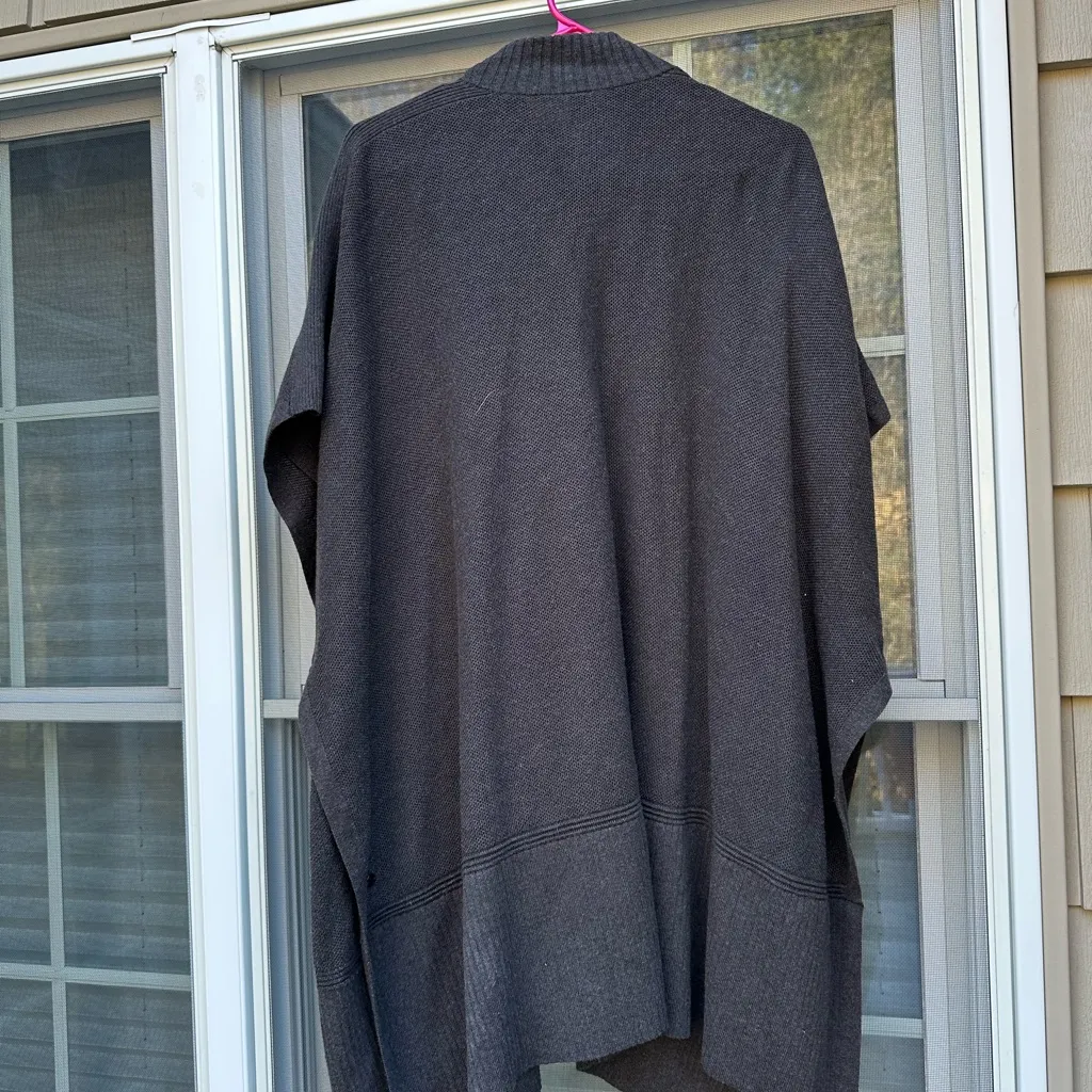 Lululemon Call Me Cozy gray Zip Up Cotton Yak Blend Knit Poncho One Size Fit - Image 2