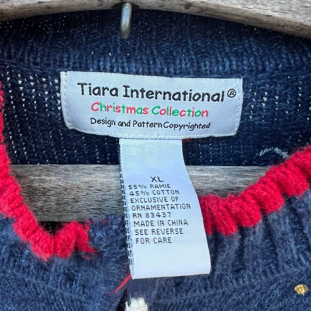 Vintage Y2K Tiara International Jolly Santa Cardigan Sweater Christmas Winter XL - Image 4