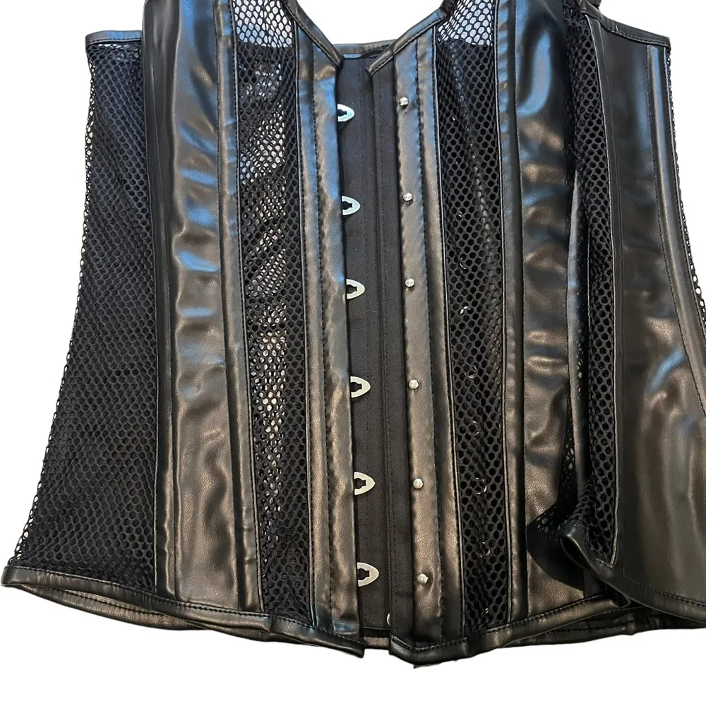 NWT, Lavish by Daisy Hustler Hollywood Faux Leather & Fishnet Corset, Sz… - Image 6