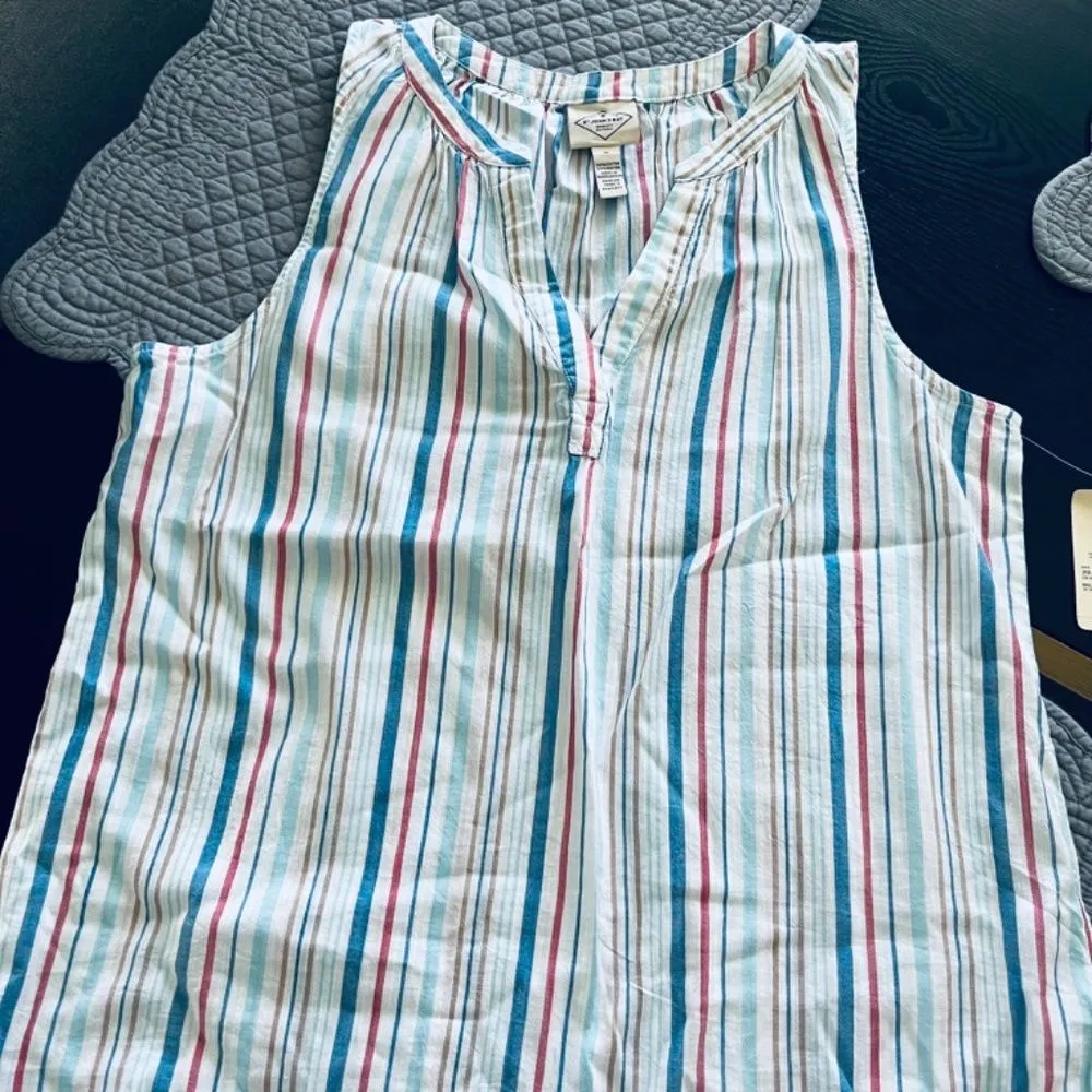 St. John’s Bay Striped Notch-Neck Sleeveless Tank Top Size M NWT - Image 3