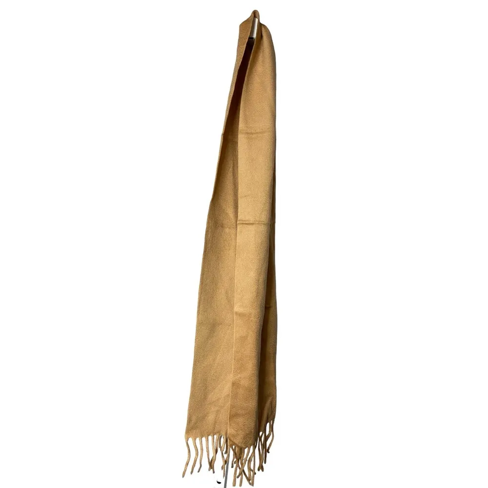 NEW Grecale 100% Pure Cashmere Scarf Tan Camel Fringe Winter Fall Unisex Knit - Image 2