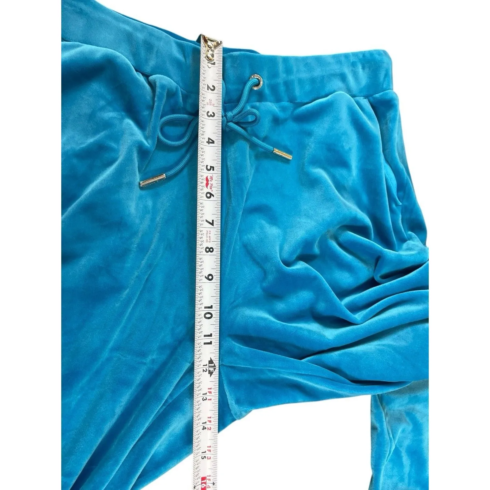Juicy Couture Turquoise Velour Jogger Sweatpants “Juicy” Rhinestone Back NWT M - Image 14