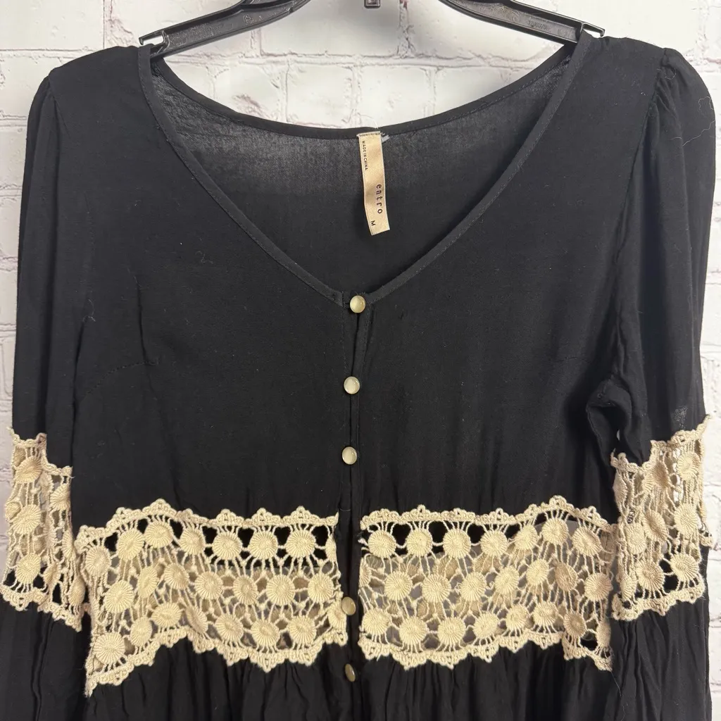Entro dark romance crochet eyelet layered top grannycore size Medium retro - Image 5