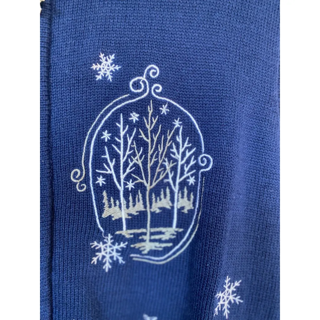 Southern Lady Snowflake Sweater Vest Christmas Navy Blue Embroidered Parisian M Size M - Image 6