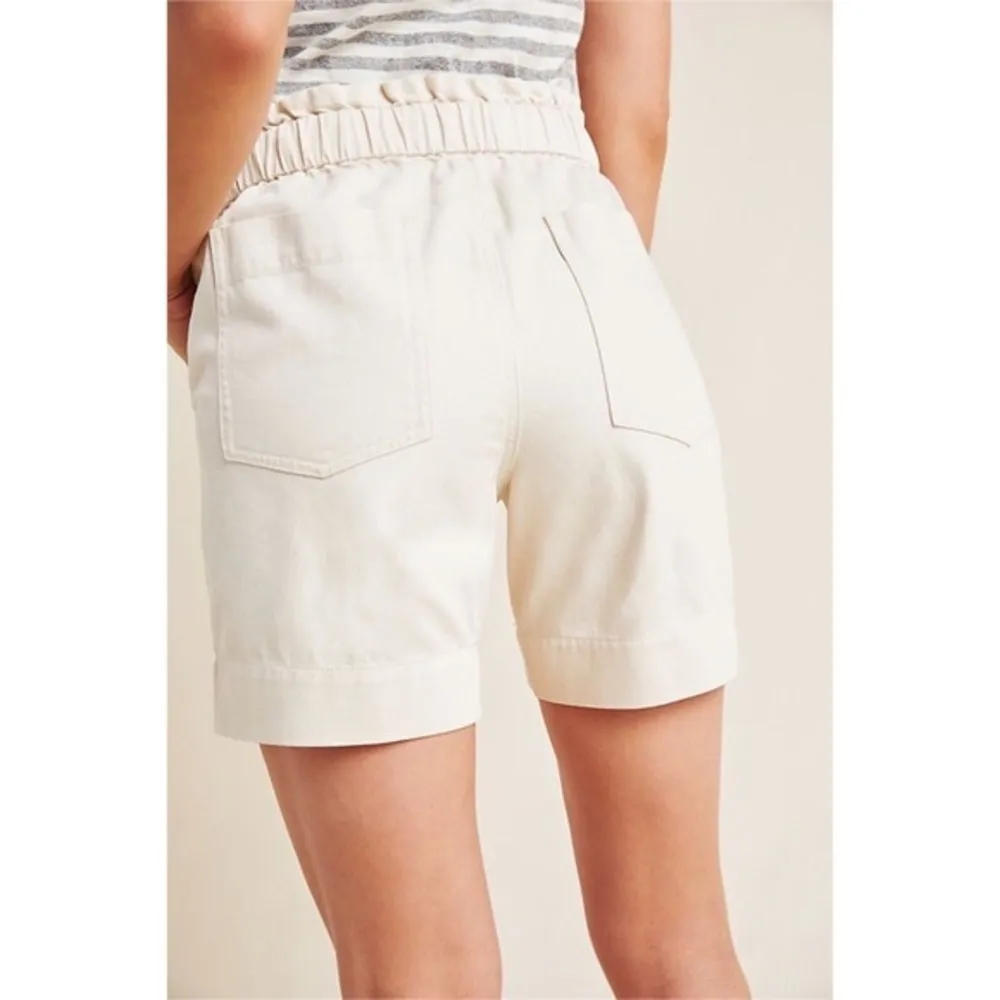 Frye x Anthropologie • Pascale paperbag waist shorts beige tan twill drawstring - Image 15