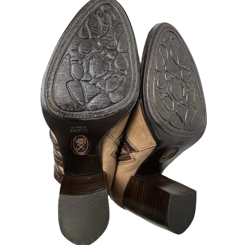 Sofft Arminda Leather Strappy Ankle Boot Stacked Heel Caramello Brown Size 7M - Image 8