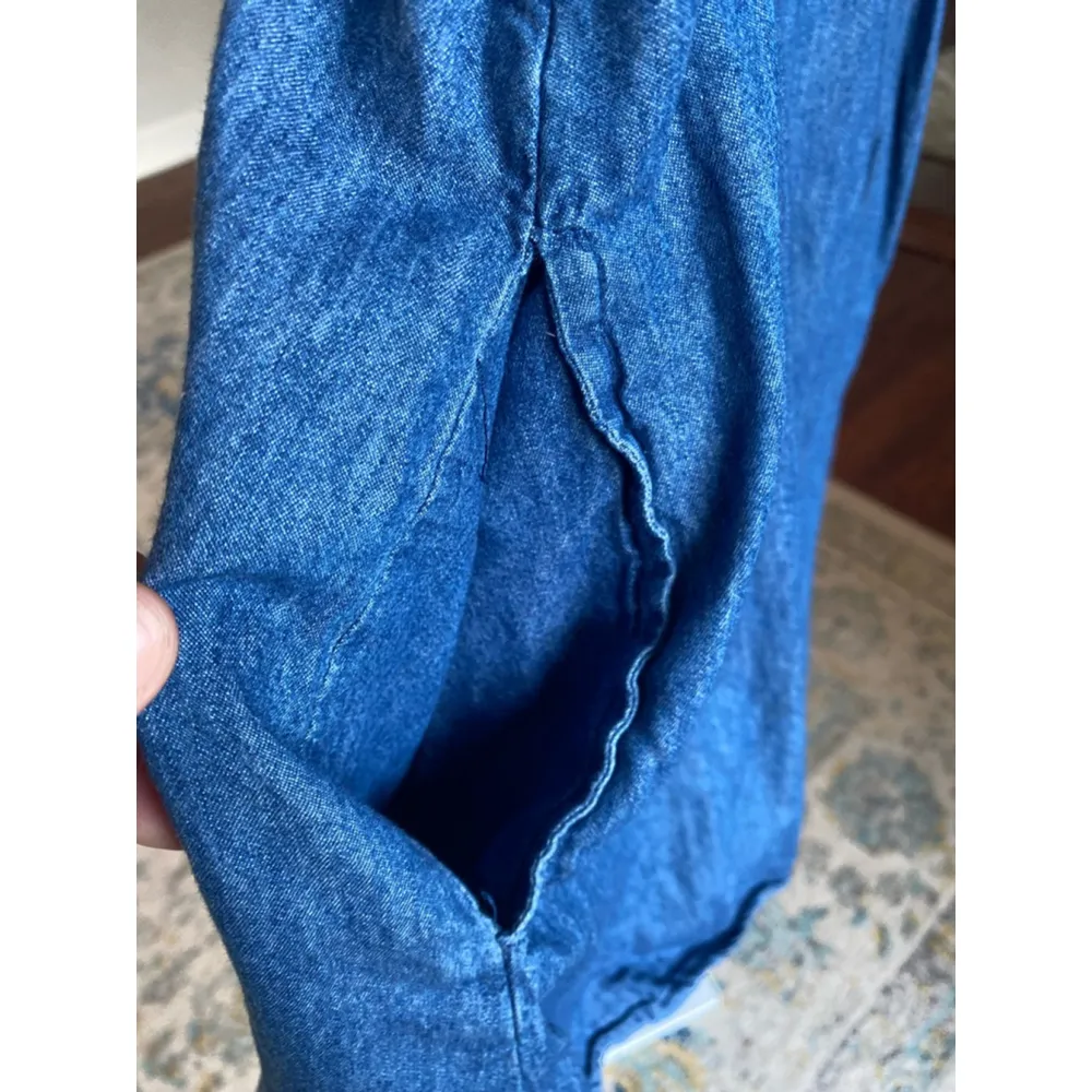 Mimi Chica Denim Mini Dress Lightweight 100 Cotton Smocked Spring Summer VTG Y2K - Image 4