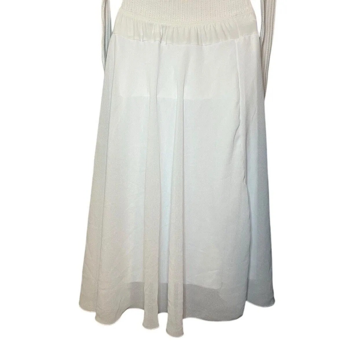 Vintage Standard USA Flowy Mesh Maxi Skirt Elastic Waist Size Small/Medium White - Image 3