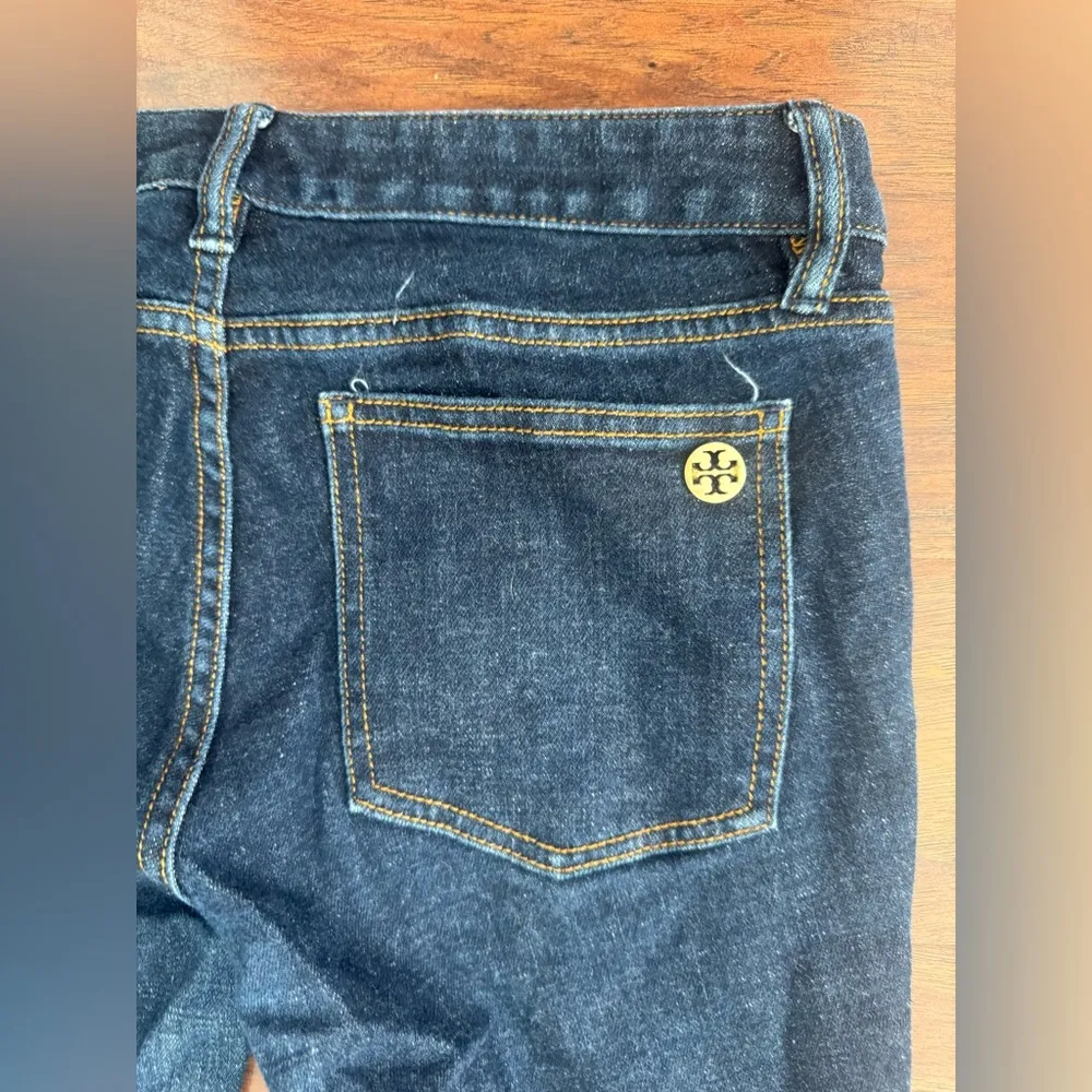 Tory Burch Super Skinny Dark Wash Jeans Midrise Luxe Stretch Size 28 - Image 3