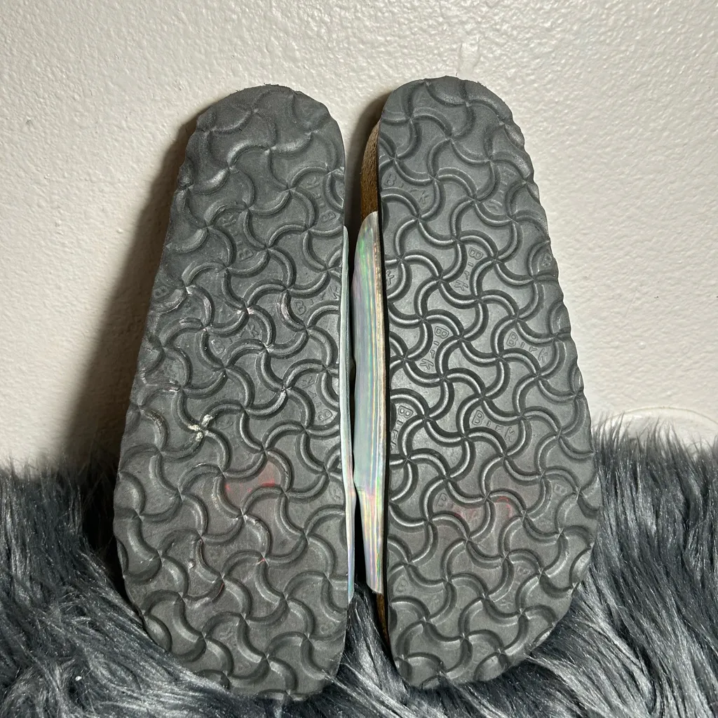 Birkenstock Florida Three-Strap Holographic Silver Slide Sandal SzEU38 L7 - M5 - Image 7