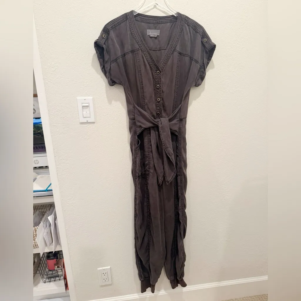 ANTHROPOLOGIE‎ Huxley Utility Jumpsuit in Washed Black size 8 - Image 4