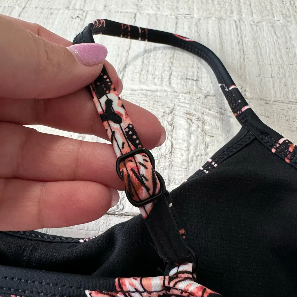 Sundazed Gianna‎ Midline Bikini Top NWT size Small Black Coral Floral Swimsuit - Image 9