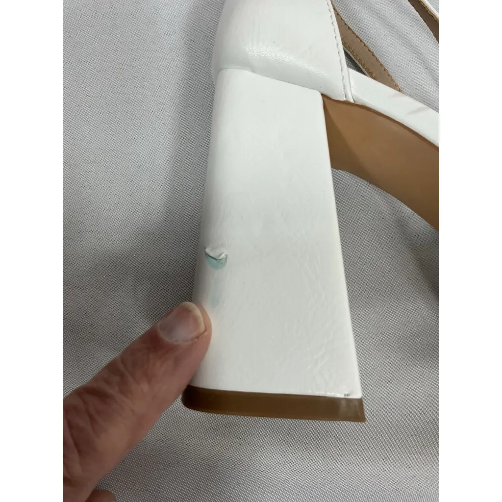 Womans Inifu Strappy Slipon Platform Sandals 8.5 White Open Toe Buckle Heel NWOT - Image 7