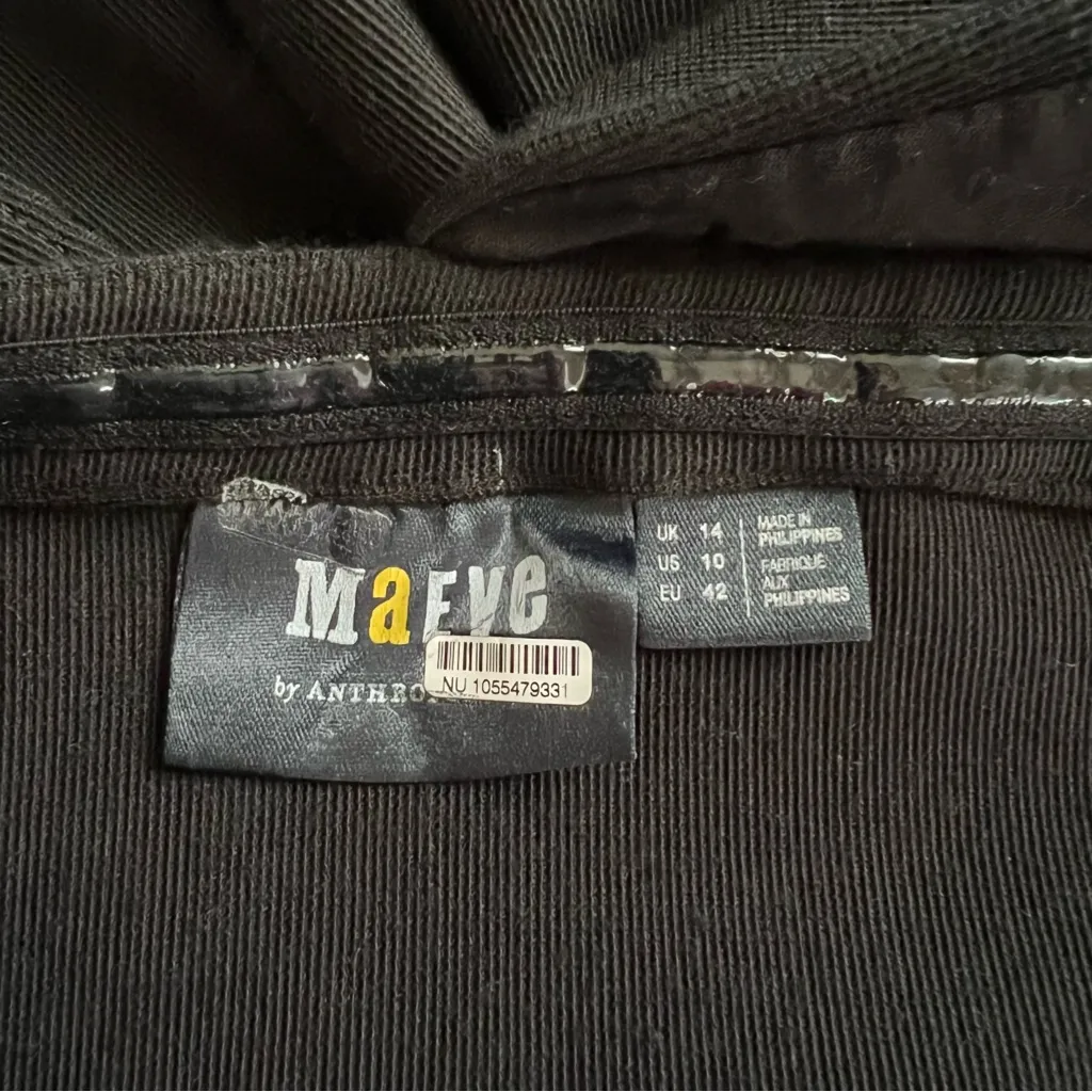 Anthropologie Maeve Women’s Slim One Shoulder Black Stretch Knit Midi Dress 10 - Image 5