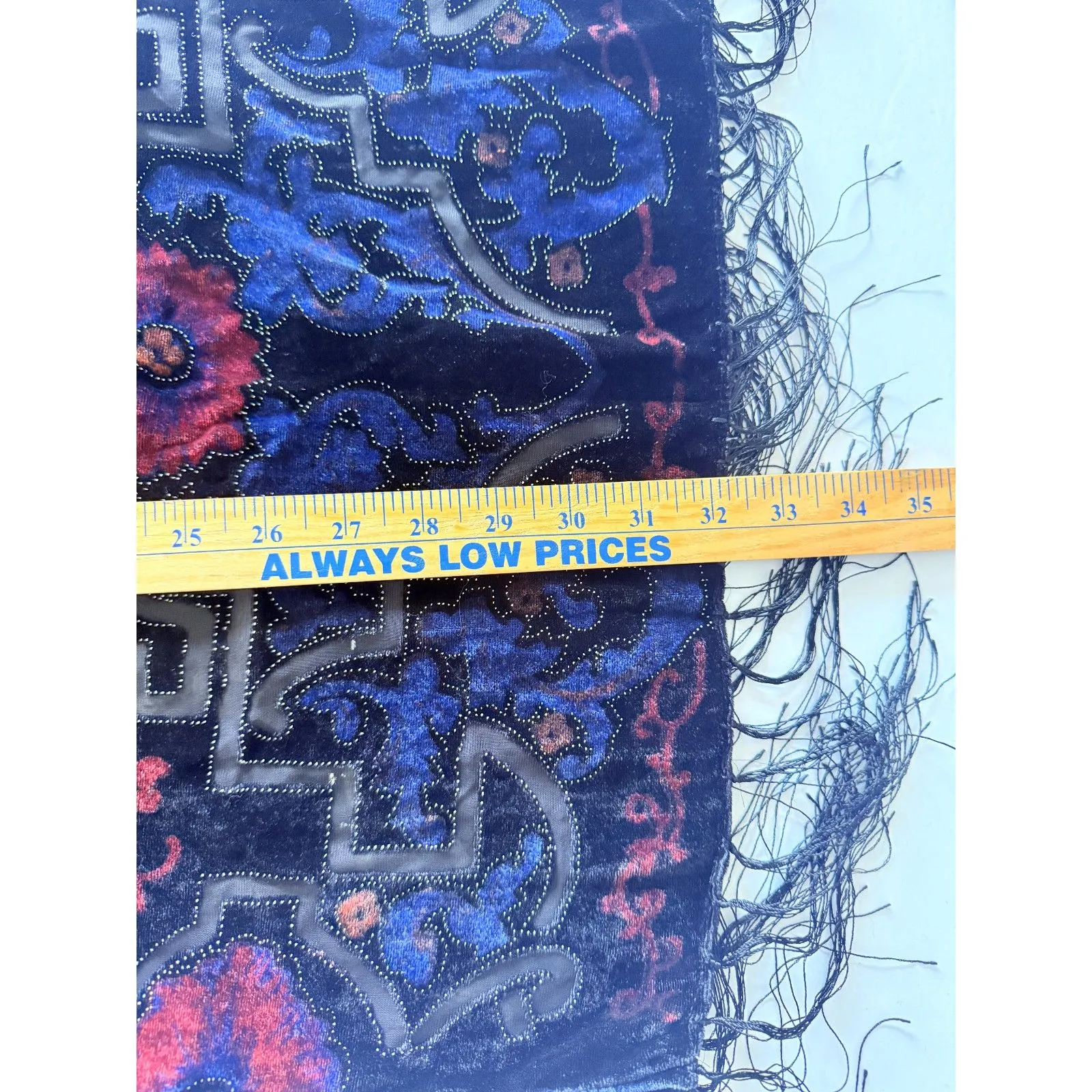 Womens Black Velvet Burnout Fringe Scarf Elegant Boho Goth Festival Wrap Shawl - Image 5