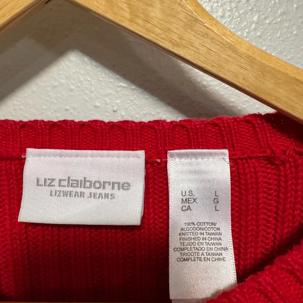 Liz Claiborne Lizwear Jeans Red Sweater - Size Large - Image 5