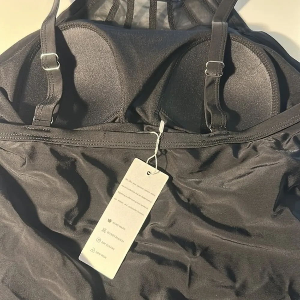 Black Tankini Top w/ Floral High Waisted Bottom Swimsuit Size Small NWT #6654 - Image 5