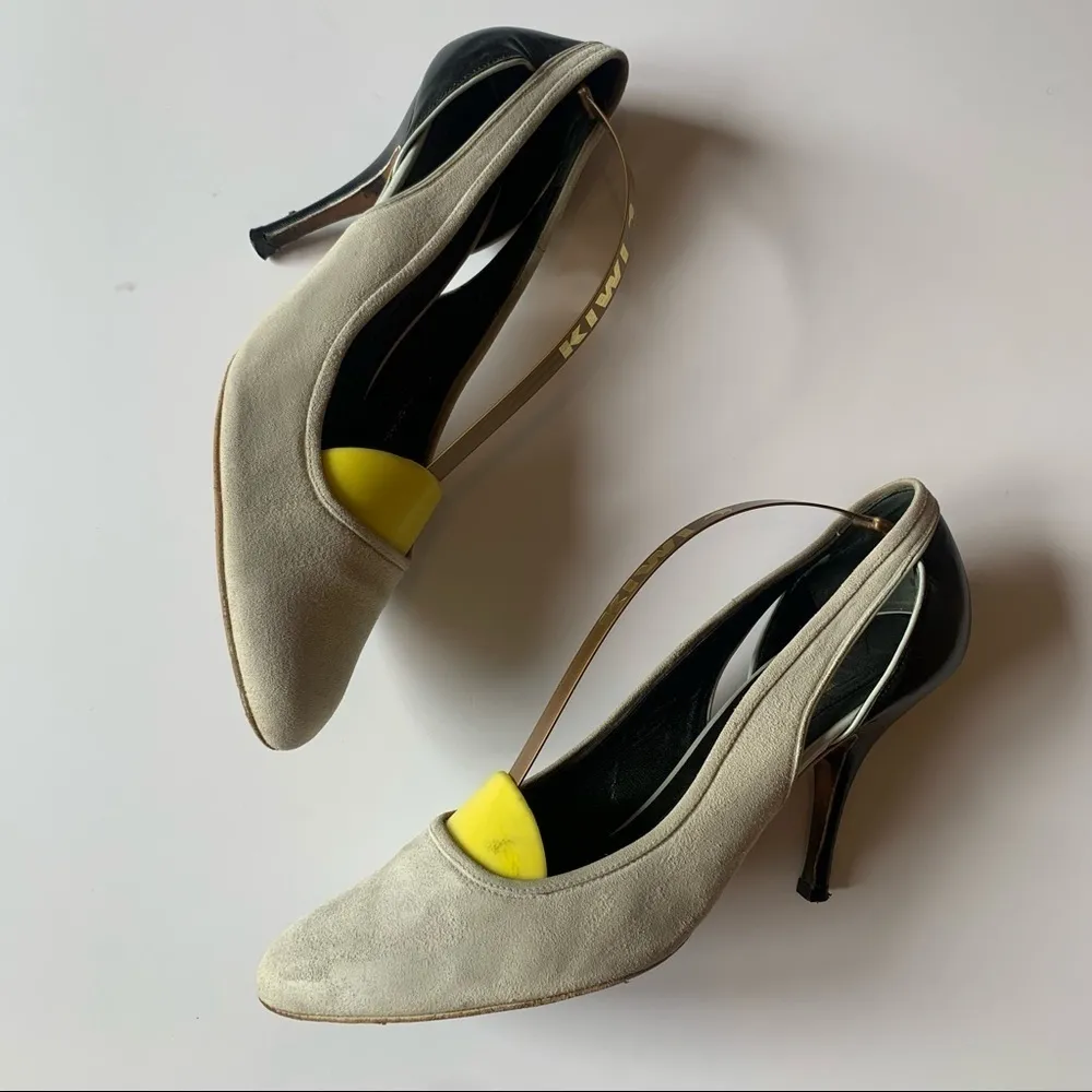 Narciso Rodriguez White And Black Suede Heels Size 40 - Image 10